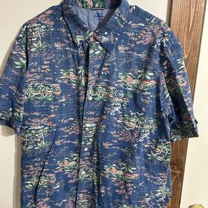 Izod Saltwater Blue Tropical Shirt